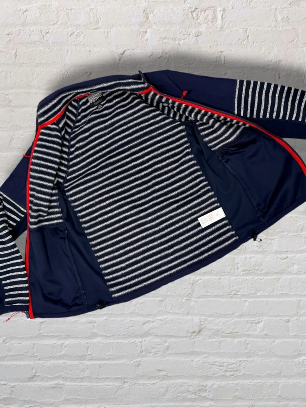 J.Crew Nordic Jacket XS Navy Stripe Full Zip Softshell Fleece Lined Outdoor